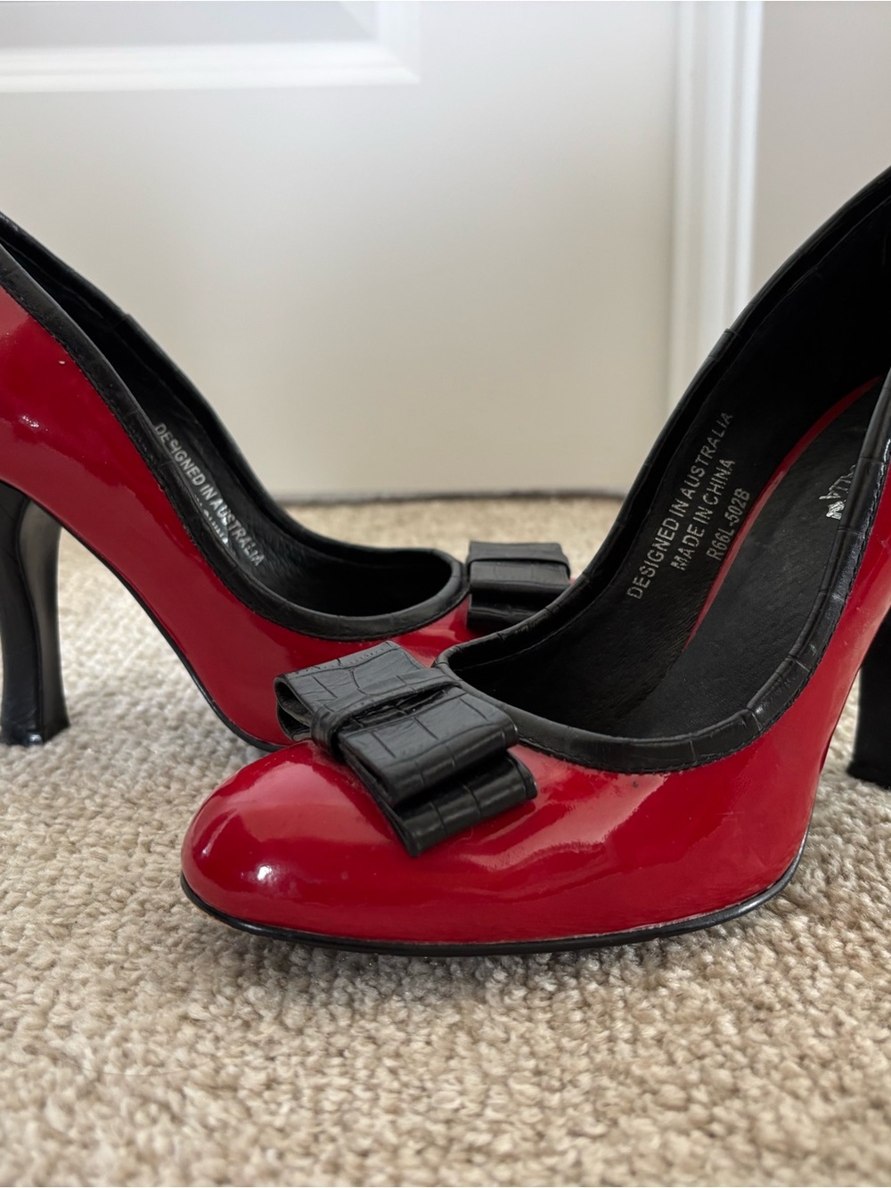 Red Patent Bow-Accent Women's High Heels- 50’s inspired